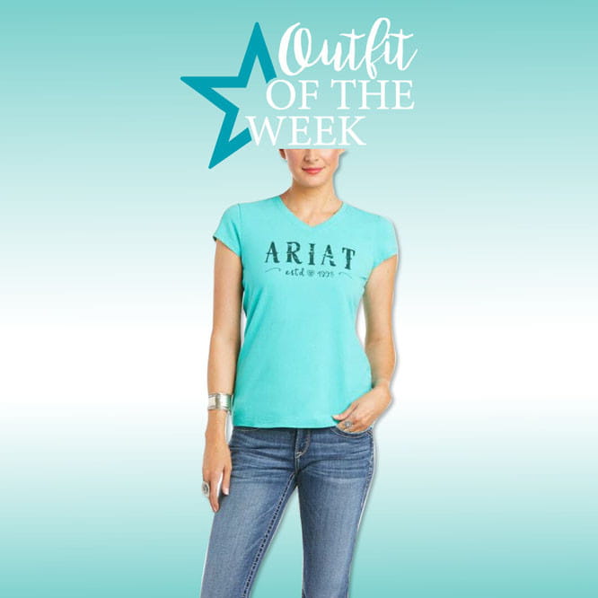 Ariat Womens Real Logo T-Shirt waterfall