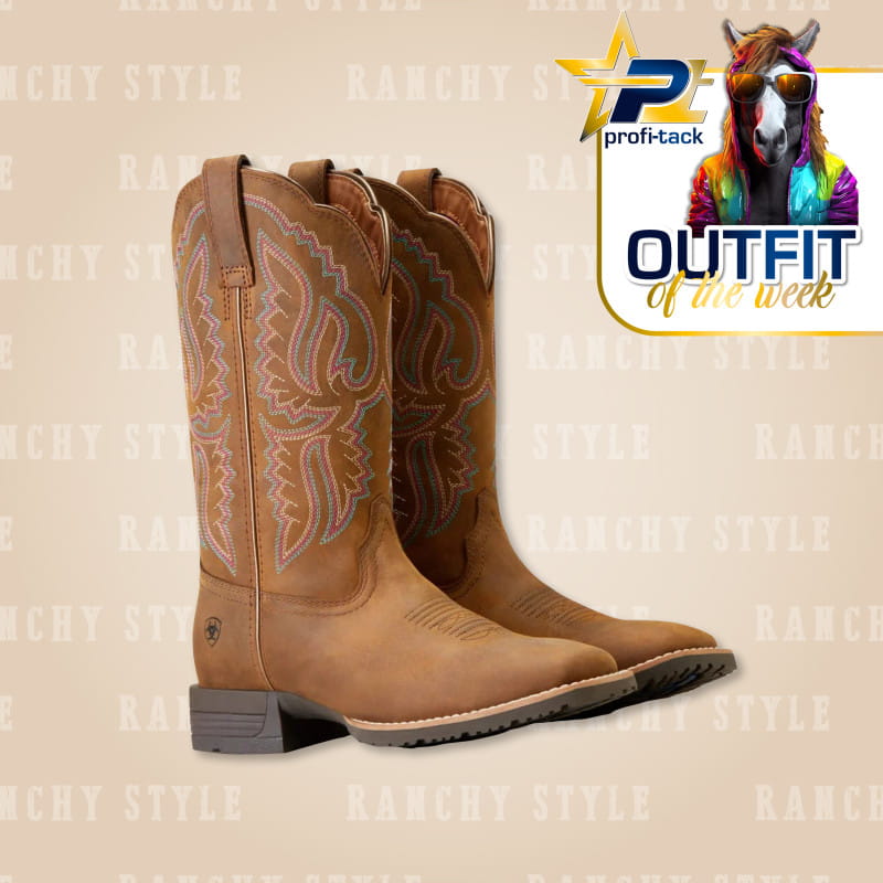 Ariat Womens Hybrid Ranchwork Western Boots distressed tan