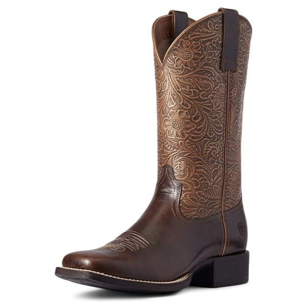 Ariat Womens Round Up Wide Square Toe Western Boot arizona brown