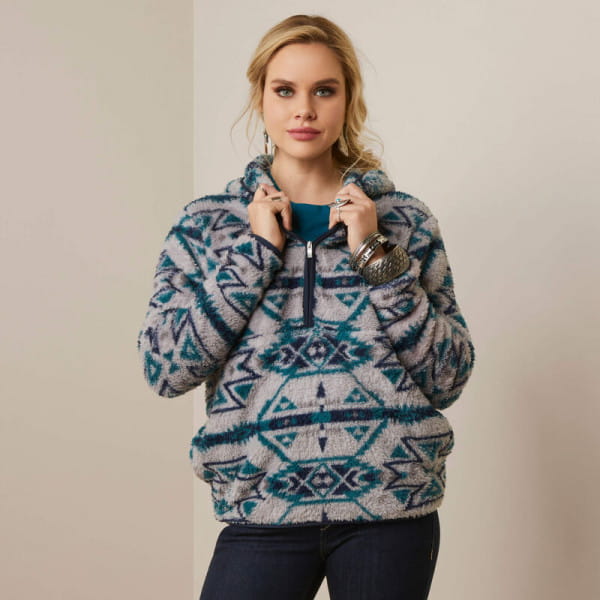 Ariat Womens REAL Berber Pullover Sweatshirt Rocky Mountain print